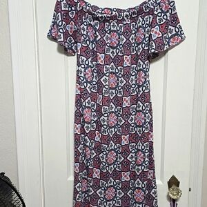 Michael Kors. Blue, Red and White Short Sleeve Printed dress. Size S